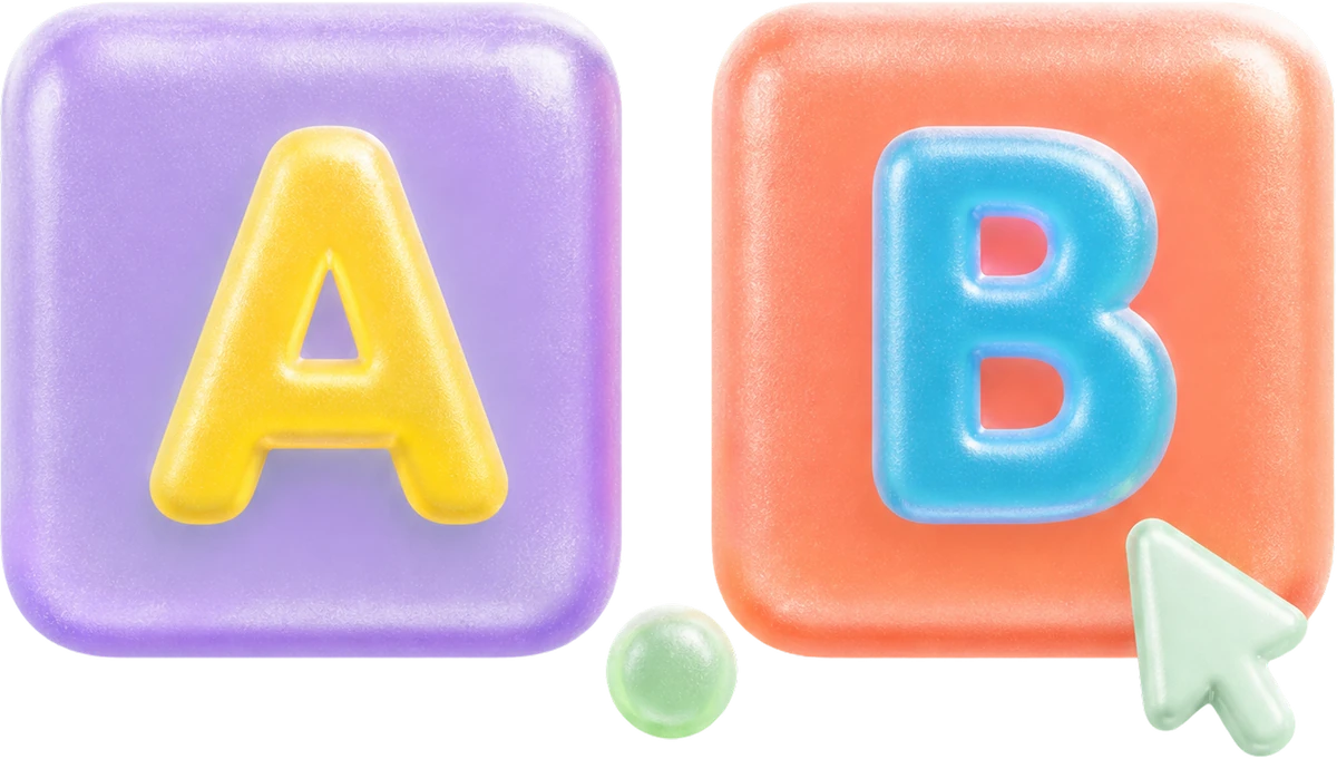 A and B blocks with a cursor for ad creative testing